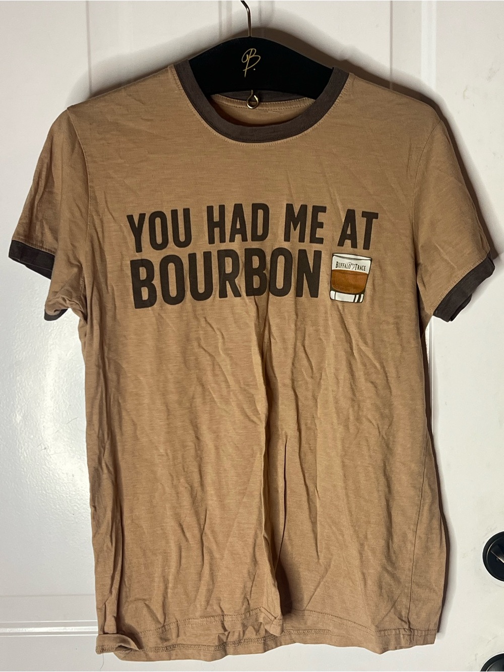 Buffalo Trace "You Had Me At Bourbon" Ringer Graphic Tee (M) T-shirt T-shirt